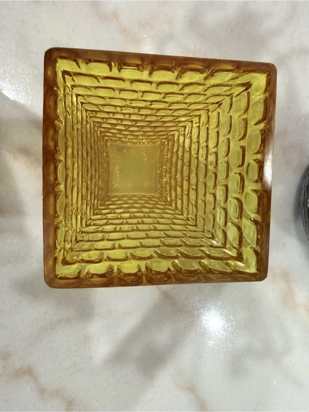 Vintage Amber Glass Square Vase 8